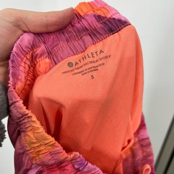 Athleta Printed Mesh Racer Run Shorts 4” Make a Splash Warm Built-In Brief - Picture 5 of 5